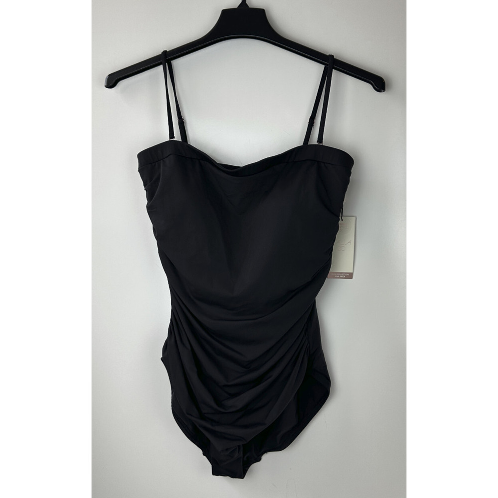 NWT CALIA Tummy Control Women's Bandeau One Piece Swimsuit Ruched Black Size 12 - Picture 10 of 11